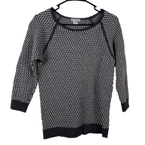 Club Monaco Gray White Wool Blend Sweater Scoop Neck Long Sleeve Women’s XS